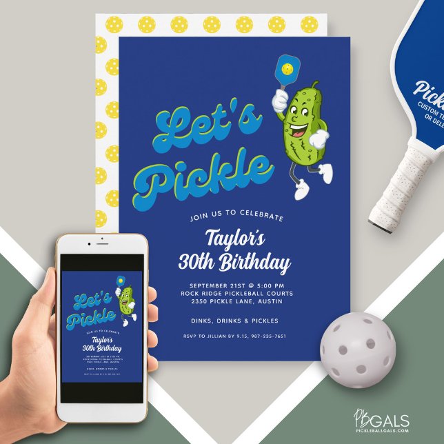 Funny Pickle Playing Pickleball Birthday Party Invitation (Creator Uploaded)