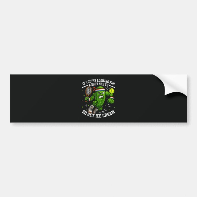 Funny Pickle Playing Pickleball Bumper Sticker (Front)