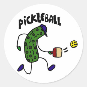 Funny Pickle Playing Pickleball Classic Round Sticker