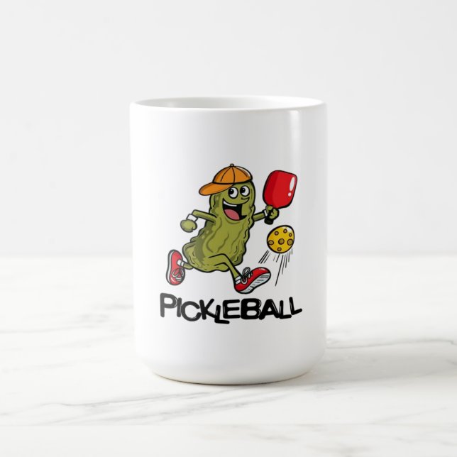 Funny Pickle Playing Pickleball  Coffee Mug (Center)