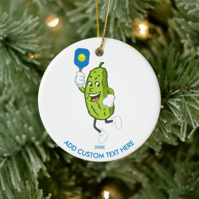 Funny PIckle Playing Pickleball Custom Year Text Ceramic Tree Decoration (Tree)