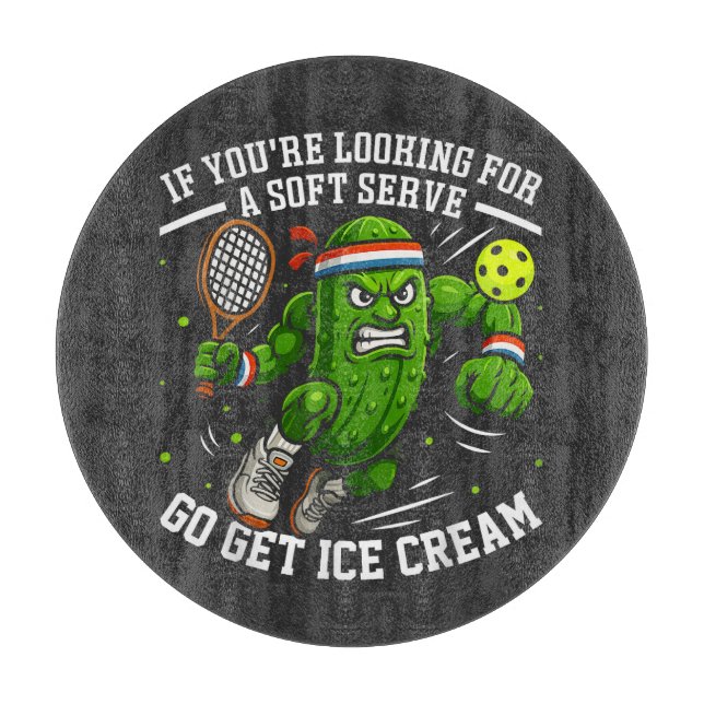 Funny Pickle Playing Pickleball Cutting Board (Front)