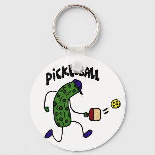 Funny Pickle Playing Pickleball Key Ring