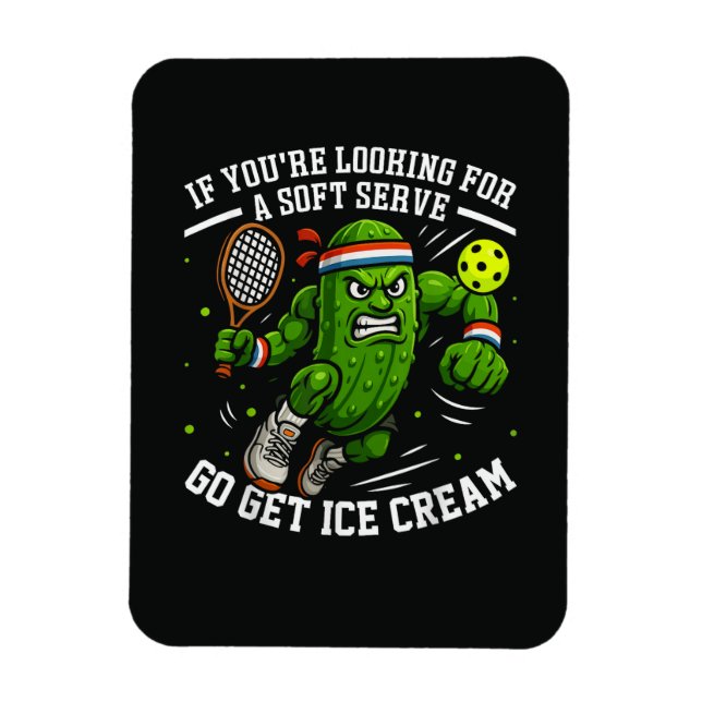 Funny Pickle Playing Pickleball Magnet (Vertical)