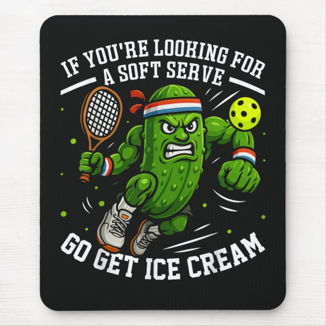 Funny Pickle Playing Pickleball Mouse Mat (Front)