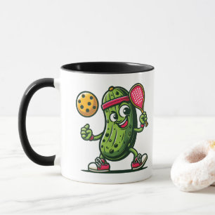 Funny pickle playing pickleball mug