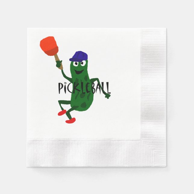 Funny Pickle Playing Pickleball Napkin (Front)