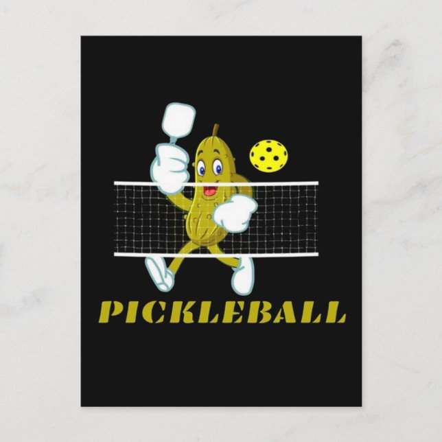 Funny Pickle Playing Pickleball  Postcard (Front)