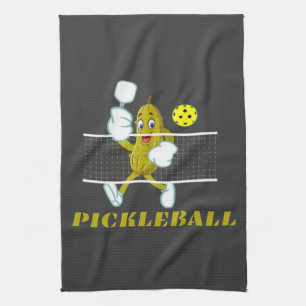 Funny Pickle Playing Pickleball  Tea Towel