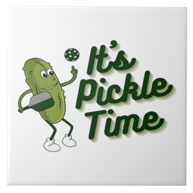 Funny Pickle Playing Pickleball  Tile (Front)