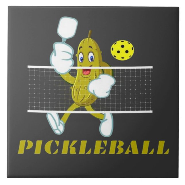 Funny Pickle Playing Pickleball  Tile (Front)