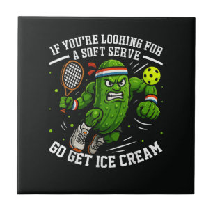 Funny Pickle Playing Pickleball Tile