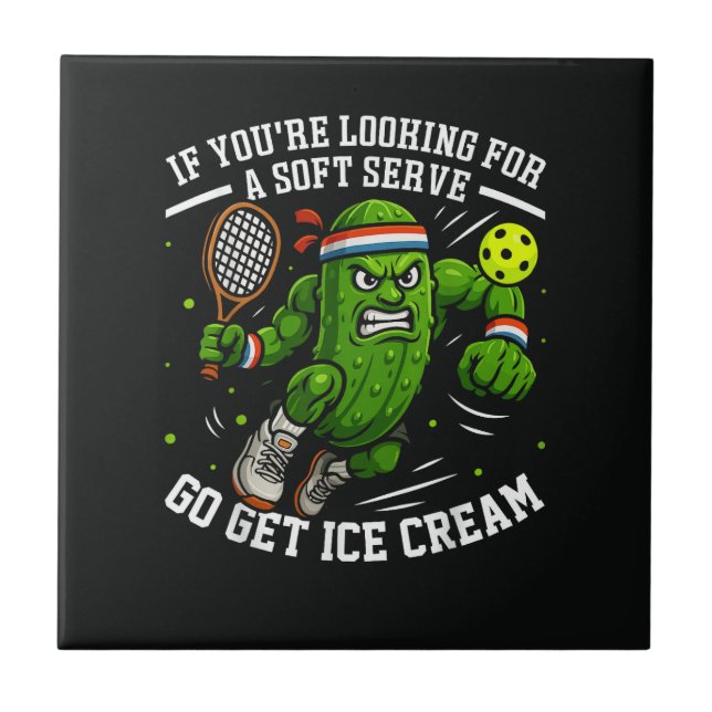 Funny Pickle Playing Pickleball Tile (Front)