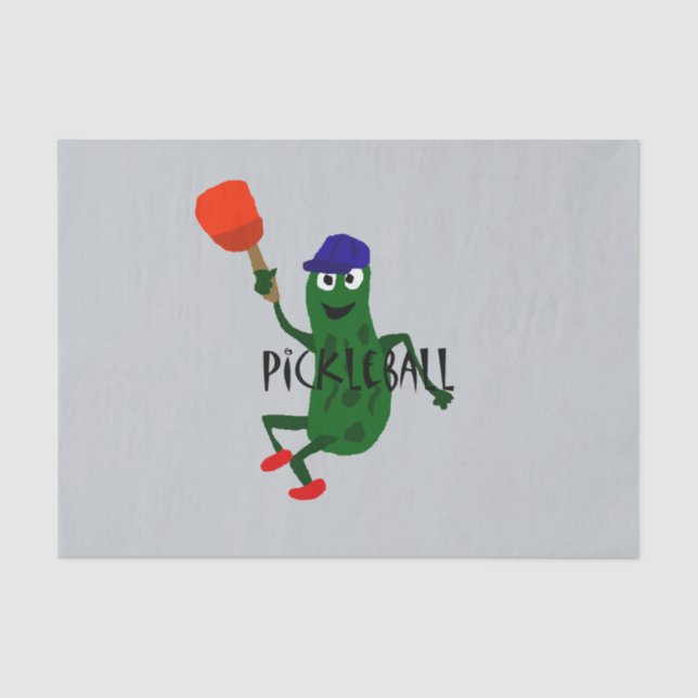 Funny Pickle Playing Pickleball Tissue Paper (Front)