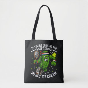 Funny Pickle Playing Pickleball Tote Bag