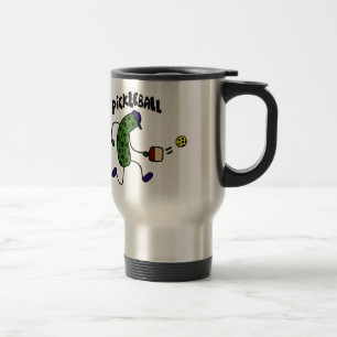 Funny Pickle Playing Pickleball Travel Mug
