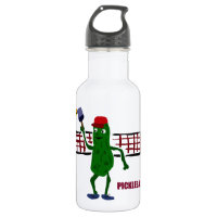 Funny Pickle Playing Pickleball with Net Art
