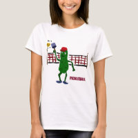Funny Pickle Playing Pickleball with Net Art