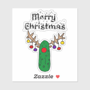Funny Pickle Reindeer Merry Christmas Art