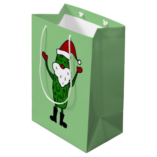 Funny Pickle Santa Claus Gift Bag (Back Angled)