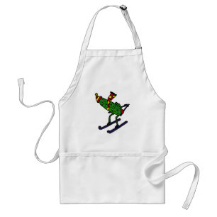 Funny Pickle Skiing Cartoon Standard Apron