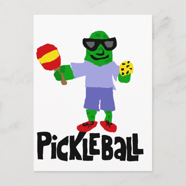 Funny Pickle with Pickleball Paddle Postcard (Front)