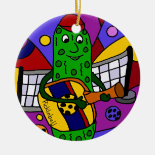 Funny Pickleball Abstract Art Original Ceramic Tree Decoration