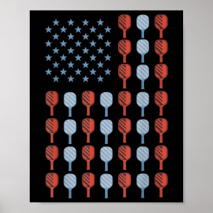 Funny Pickleball American Flag Usa Men Women 4th O Poster