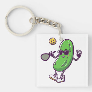 Funny Pickleball and Cool Cucumber: Playful Paddle Key Ring