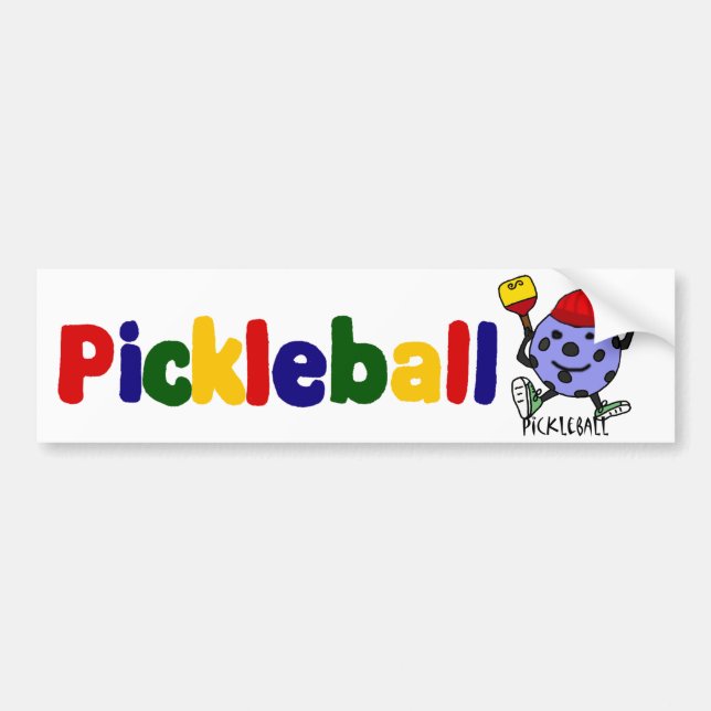 Funny Pickleball Ball Character Cartoon Bumper Sticker (Front)