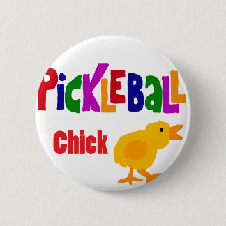 Funny Pickleball Chick Art 6 Cm Round Badge