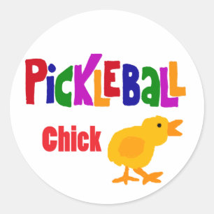 Funny Pickleball Chick Art Classic Round Sticker