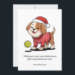Funny Pickleball Christmas Dog Your Custom Text Holiday Card<br><div class="desc">Celebrate the holidays in pickleball style with this fun Christmas card that combines dogs and pickleball - what could be better!! It's fully customisable with your messages on the front and back. Ideal for pickleball enthusiasts, clubs, and coaches, and of course dog lovers and owners. What a fun way to...</div>