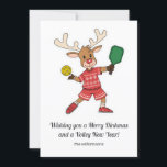 Funny Pickleball Christmas Reindeer, Custom Text Holiday Card<br><div class="desc">Celebrate the holidays in pickleball style with this fun Christmas card highlighting a playful pickleball reindeer. It's fully customisable with your messages on the front and back. Ideal for pickleball enthusiasts, clubs, and coaches, this card is a fun way to share the joy of the game with those who love...</div>