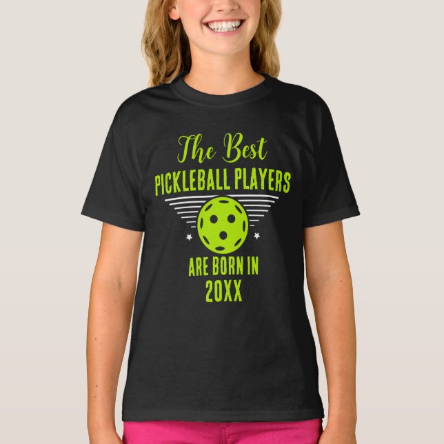 Funny Pickleball Custom Name Birthday Birth Date  T-Shirt (Front)