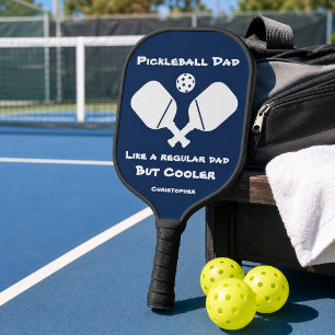Funny Pickleball Dad Name Blue Paddle