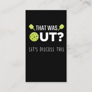 Funny Pickleball Discuss Joke Racquet Sportsman Business Card