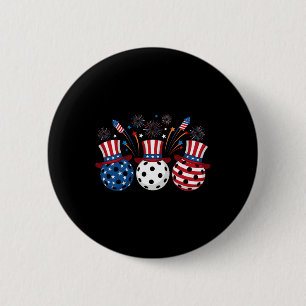 Funny Pickleball Fireworks American Usa Flag 4th O 6 Cm Round Badge