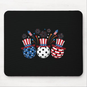 Funny Pickleball Fireworks American Usa Flag 4th O Mouse Mat