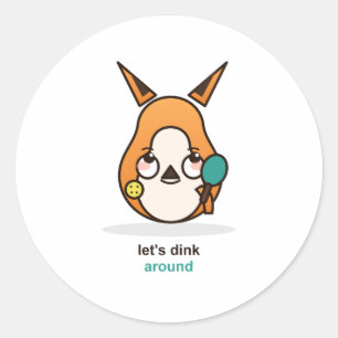 Funny Pickleball Fox Lets Dink Around Classic Round Sticker