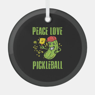 Funny Pickleball Glass Tree Decoration