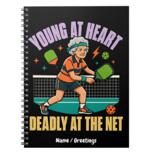 Funny Pickleball Grandma Young At Heart Deadly Net Notebook