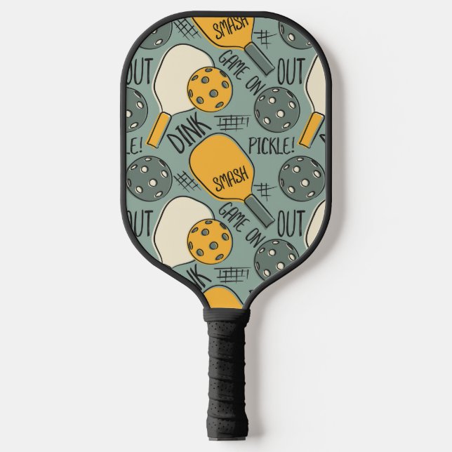 Funny Pickleball Graphic Green Gold Pickleball Paddle (Front)