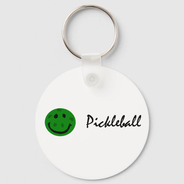 Funny Pickleball Green Face Key Ring (Front)