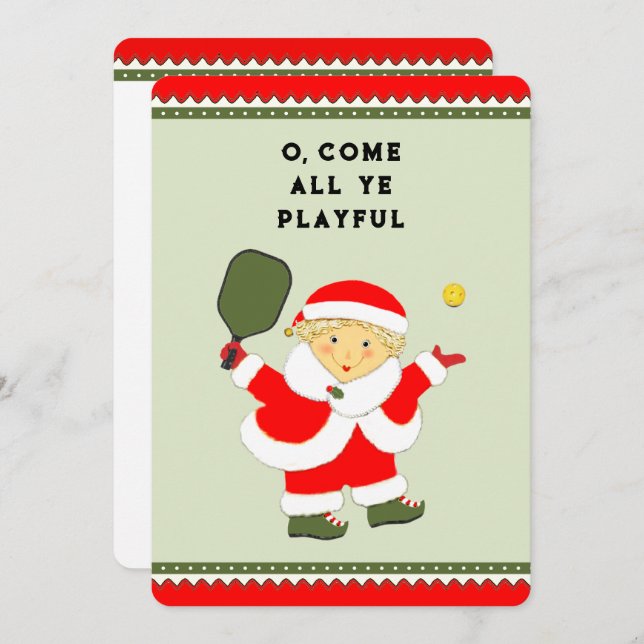 Funny Pickleball Holiday Christmas Cards (Front/Back)