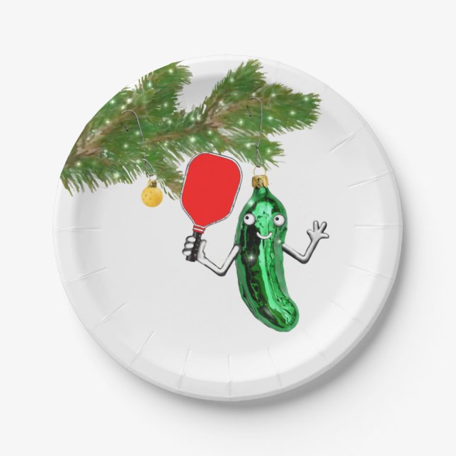 Funny Pickleball Holiday Paper Plate (Front)