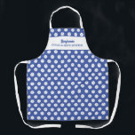 Funny Pickleball Humour Personalised Text Blue Apron<br><div class="desc">The perfect apron for those who like to hang out in both types of kitchens - at home and on the pickleball courts. Design features a pattern of white pickleballs set against a blue background - easily change the background colour. Add a name, custom text, club name, etc. Great as...</div>