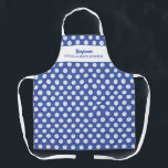 Funny Pickleball Humour Personalised Text Blue Apron<br><div class="desc">The perfect apron for those who like to hang out in both types of kitchens - at home and on the pickleball courts. Design features a pattern of white pickleballs set against a blue background - easily change the background colour. Add a name, custom text, club name, etc. Great as...</div>