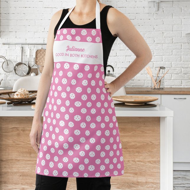 Funny Pickleball Humour Personalised Text Pink Apron (Creator Uploaded)