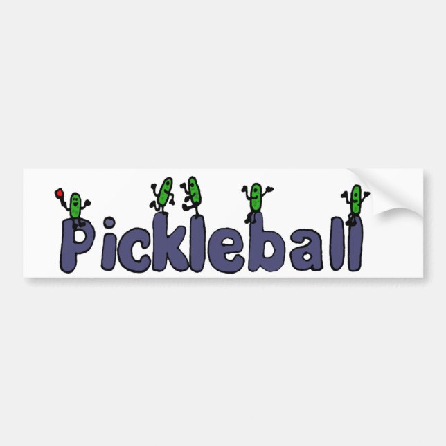 Funny Pickleball Letters with Pickles Bumper Sticker (Front)